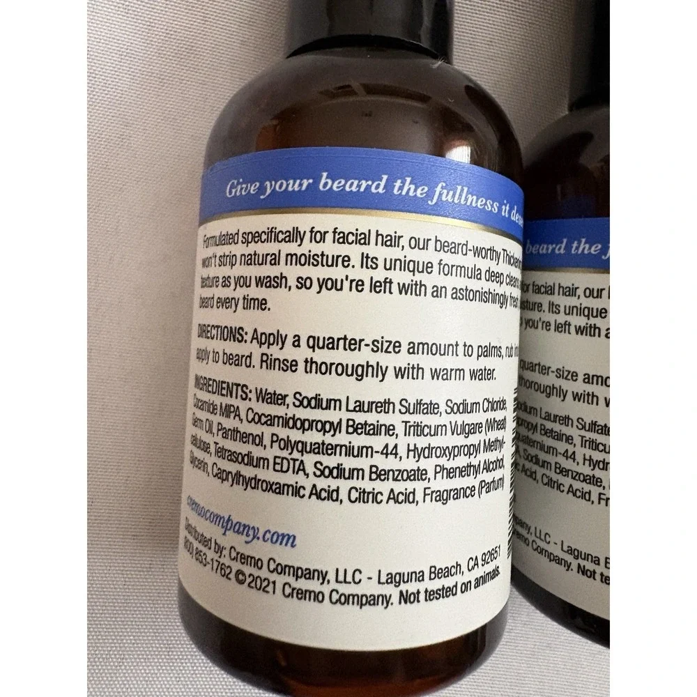 NEW CREMO Thickening Beard Wash Astonishingly Superior 4FL oz each 2 Pack Cremo